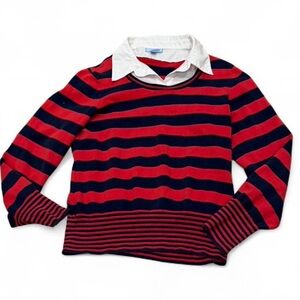Vintage IZOD Women's Rugby Sweater Japan‎ Made 1989–1991 Red Navy Collared M/L